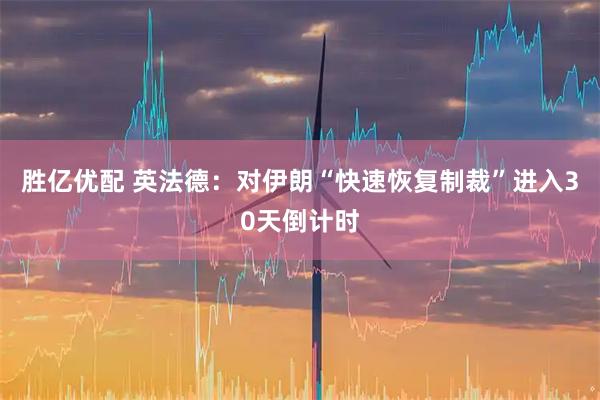 胜亿优配 英法德：对伊朗“快速恢复制裁”进入30天倒计时