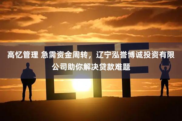 高忆管理 急需资金周转，辽宁泓誉博诚投资有限公司助你解决贷款难题
